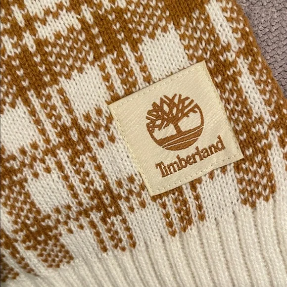 Timberland Cream and Tan Knit Scarf - Picture 5 of 5